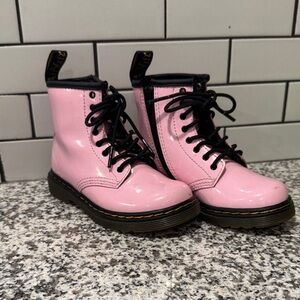 Dr. Martens Pink and Black Lace-Up Boots